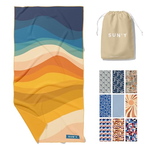 SUN'Y Boho Microfiber Beach Towel - Sand Free, Quick Dry, Large 63x31.5"