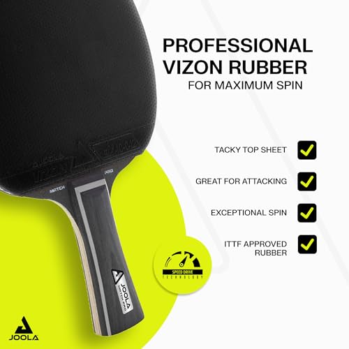 Professional Ping Pong Paddle Set with 3 Balls & Case - Black