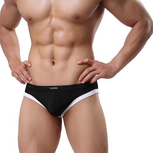 Athletic Jockstrap for Men - Stretchy Supportive Thong Underwear - Medium/Black