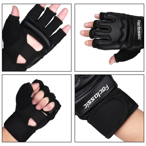 Foclassic Black Large Kickboxing MMA Boxing Gloves for Men Women Kids