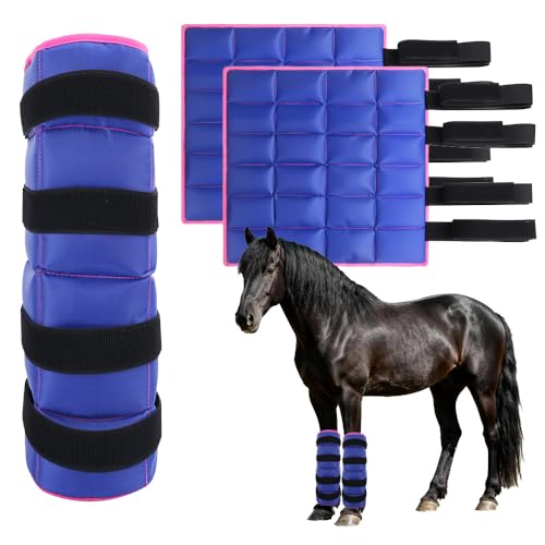 AccompMe Blue Reusable Ice Horse Leg Boot for Injury Recovery, Adjustable Gel Wrap for Legs, Hocks & Hooves
