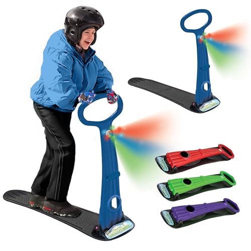 Foldable Snow Scooter with LED Light - Blue Ski Skooter for Kids
