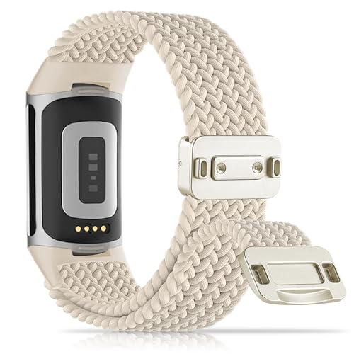 Magnetic Braided Nylon Strap for Fitbit Charge 6/5 - 01 Starlight
