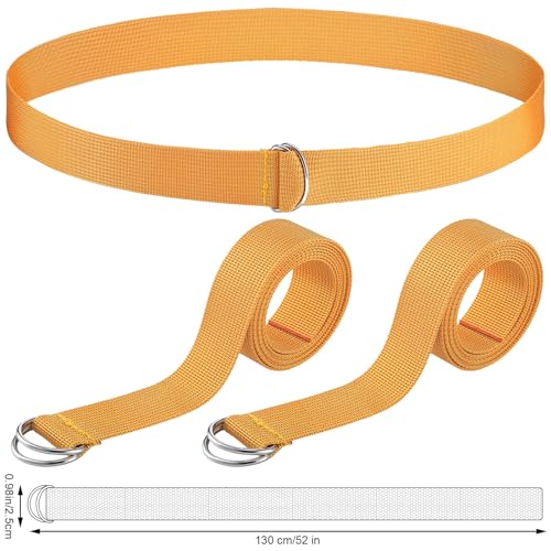 Football Belt - 52 Inch D Ring Belt for Men, Women & Youth - Yellow