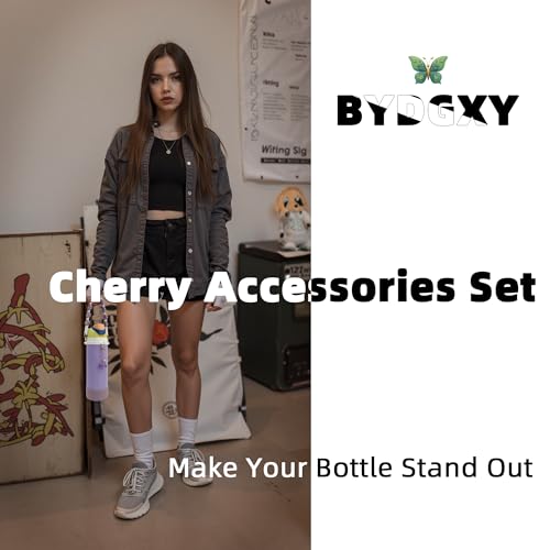 Silicone Boot & Handle Strap Set with Cherry Charm for Owala 40 oz - Purple