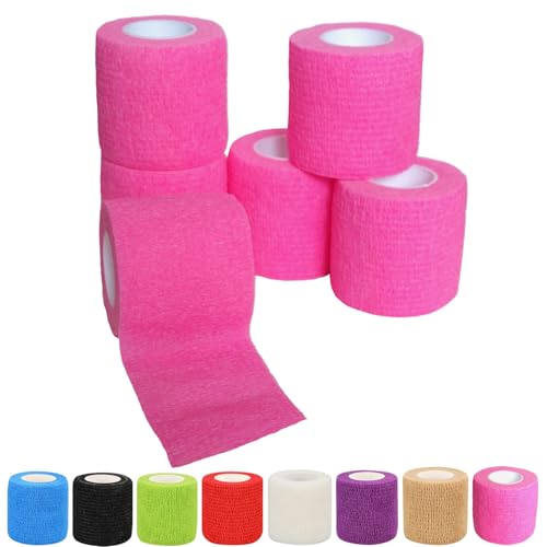 2 Inch Self Adhesive Bandage Tape - 6 Pack, Pink