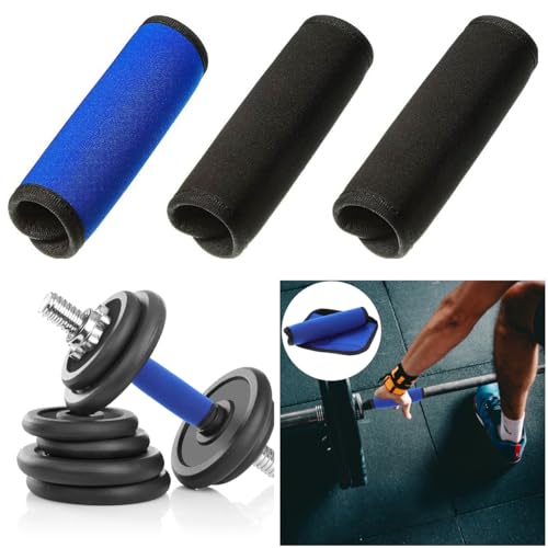 3-Pack Non-Slip Barbell Grip Covers - Black & Blue