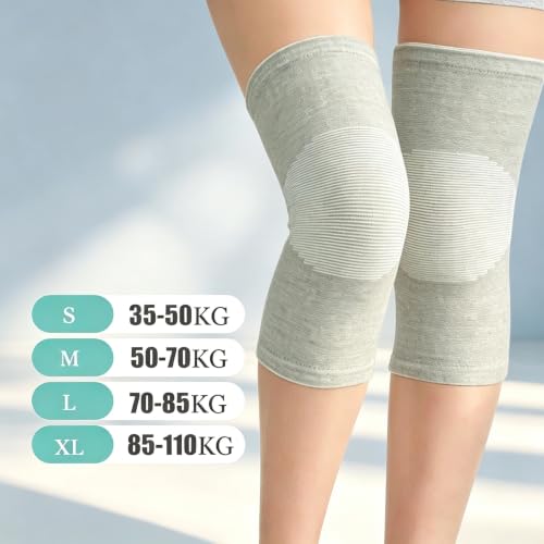 Sieafan Bamboo Knee Compression Sleeve Gray X-Large for Men Women Support Pain Relief