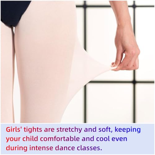 Convertible Ballet Tights for Girls - Ballet Pink, 8-10 Years