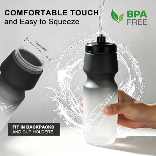 750ml BPA-Free Sports Water Bottle - Black/White Gradient