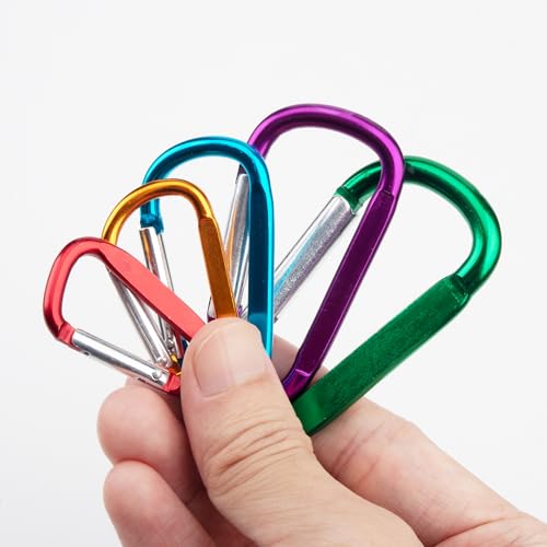 Aluminum D-Shape Carabiner Clip 1.6 Inch - 10 Pack