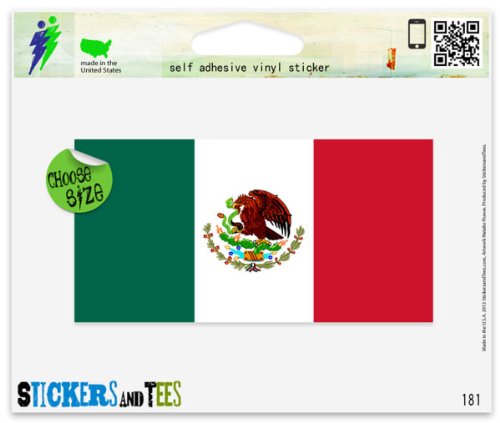 Mexico Mexican Flag Vinyl Sticker - 3" x 2" Small
