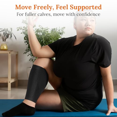 ITHW Black 2XL Calf Compression Sleeve for Edema Swelling & Circulation