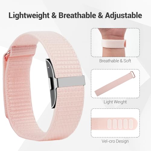 Breathable Nylon Loop Wrist Strap for Health Band - Pink