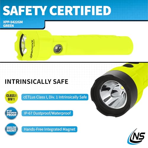 Nightstick XPP-5422GM Intrinsically Safe Dual-Light Flashlight w/Magnets-3 AA (not Included) -Green-UL913, Multicolor