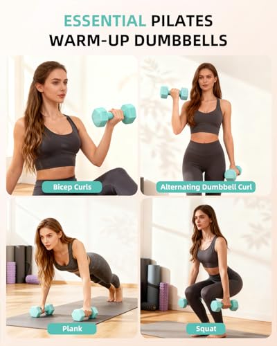 Pilates Ring Set - Studio-Grade Equipment with Dumbbells & Bands - Cyan