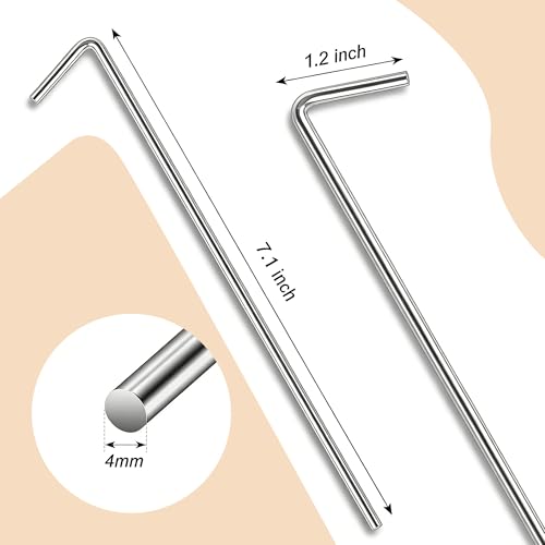 Heavy Duty Metal Tent Stakes - 7.1-Inch Ground Pegs, 20-Pack - Silver