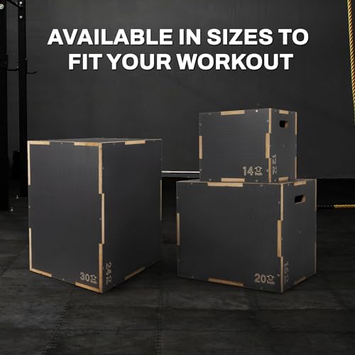 Plyometric Wooden Jump Box - 16" x 14" x 12" - Gray
