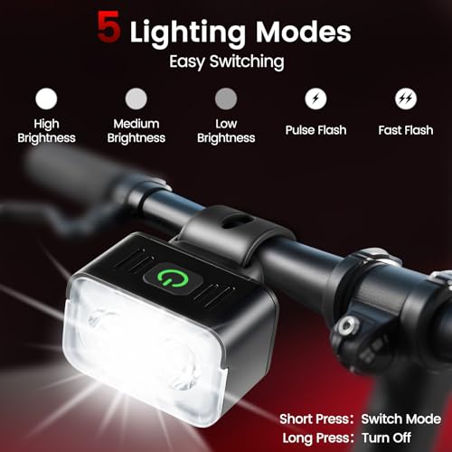 Meliya 1 Set USB Rechargeable Bike Lights Front & Rear 5+6 Modes Waterproof