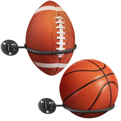 Wall-Mounted Basketball Holder - 2 Pack Ball Storage Solution