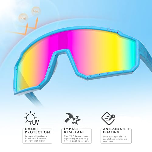 Polarized Sports Sunglasses with UV400 Protection - Colorful Pink
