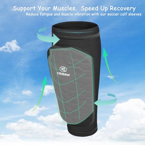 RIDBIKER Kids & Adults Soccer Shin Guards Black Medium Impact Protection