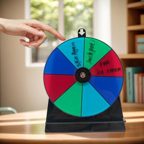 6 Inch Prize Wheel - Mini Tabletop Spinning Game with 8 Slots