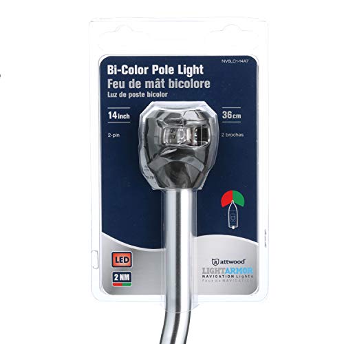 Attwood 14-Inch Bi-Color Marine Navigation Light - USCG Certified, Angled LED Boat Light