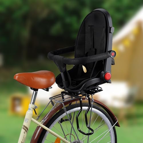 Rear Child Bike Seat - Safe, Comfortable for Ages 2-5 - Black