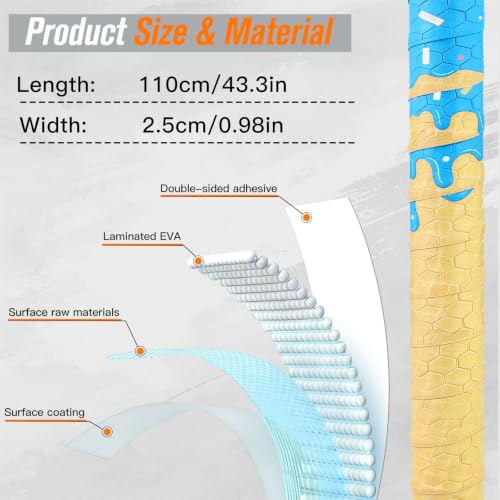 AKAIXI Blue Ice Cream Baseball Bat Grip Tape 1.1mm for Baseball & Softball