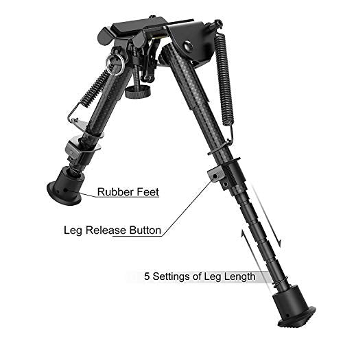 Lightweight Carbon Fiber Rifle Bipod 6-9 Inch with M Lock Adapter