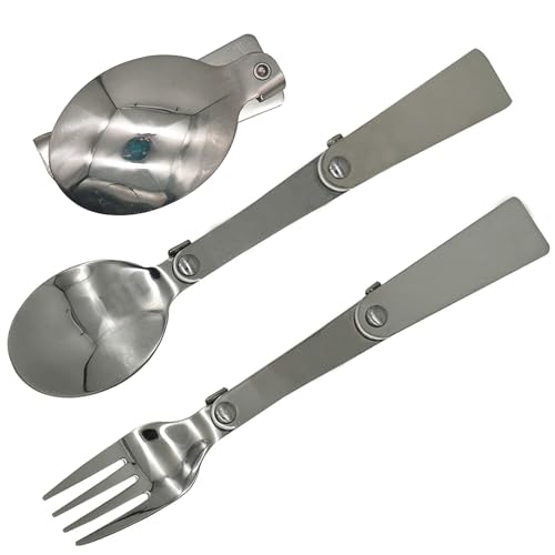 Folding Spoon and Fork Set - Compact Stainless Steel Utensils