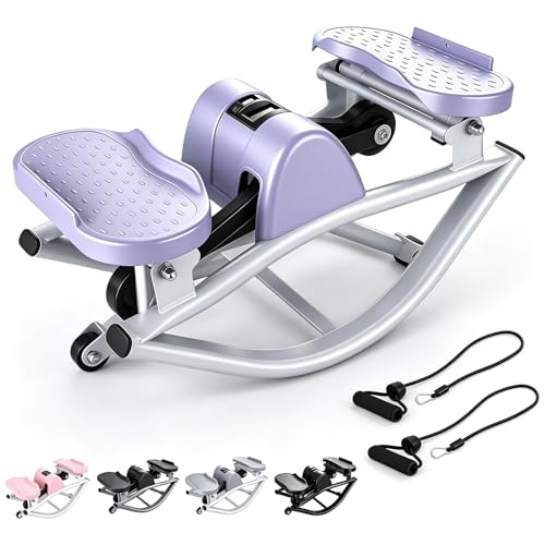 Ultra-Quiet Hydraulic Lateral Stepper with Resistance Bands - Purple