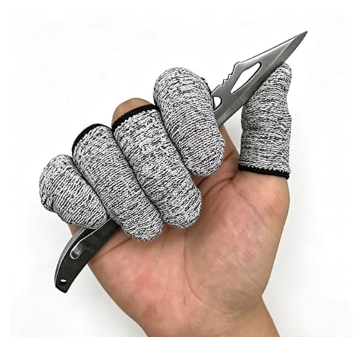 12 PCS Cut-Resistant Finger Cots - HPPE Breathable Finger Protector Sleeves