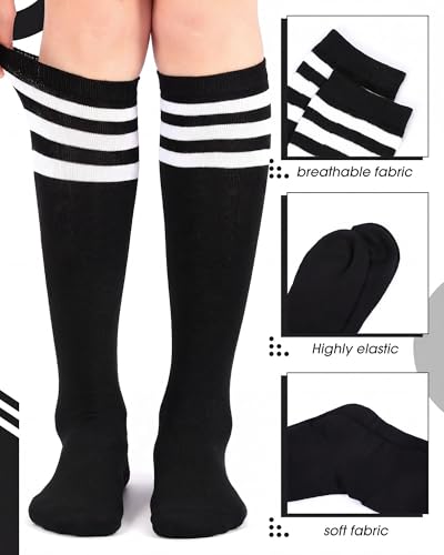 Classic Athletic Knee High Socks - Black & White Stripes