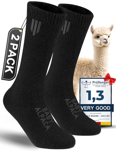 Juclise Baby Alpaca Wool Boot Socks Black X-Large – Thermal Winter Socks