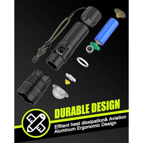 Victoper LED Flashlights 2 Pack, High Powered Lumens Super Bright Tactical Flashlight, Rechargeable Flash Light, 5 Modes Zoomable Waterproof Flash Lights for Emergency, Outdoor, Camping, Hiking