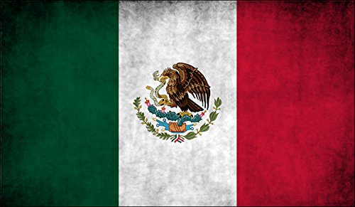 Vintage Mexico Flag Sticker - Distressed Vinyl Decal (3 x 5 inch)