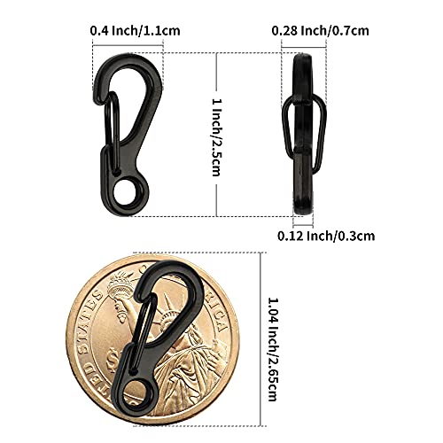 Mini Carabiner Clip Keychains - 10 Pack Black Alloy EDC