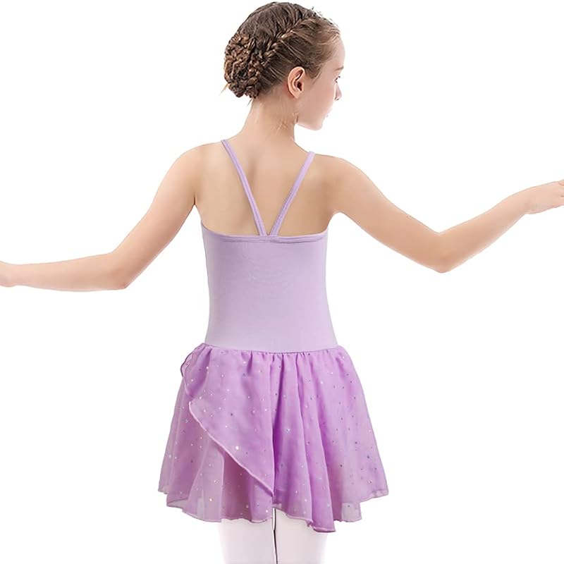 Toddler Ballet Leotard Dress for Girls - Purple, 7-8 Years