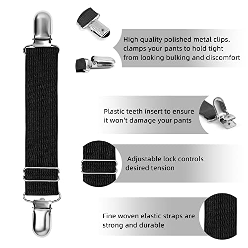 Adjustable Boot Straps Clips for Pants - Black