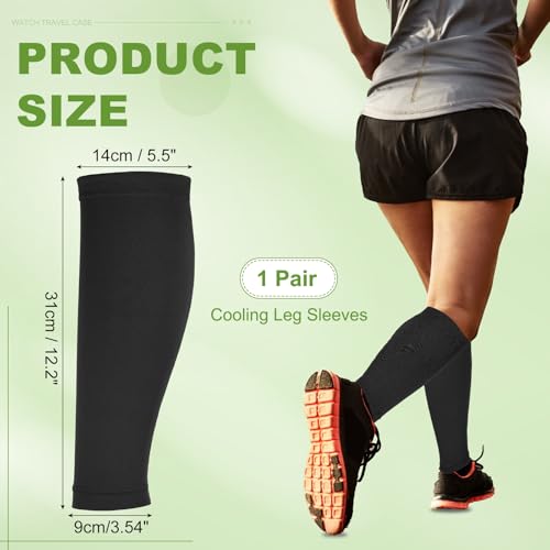 Sun Protection Leg Sleeves - Sports Compression Cooling Sleeves - Black