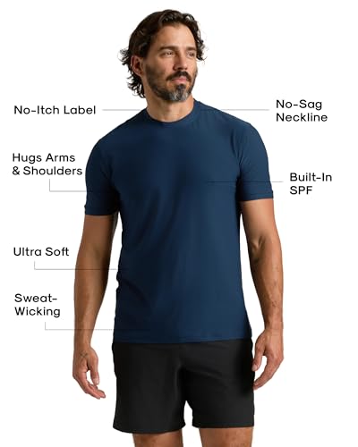 True Classic Men's Short Sleeve Navy Large Workout Tee - Moisture Wicking Muscle Tank