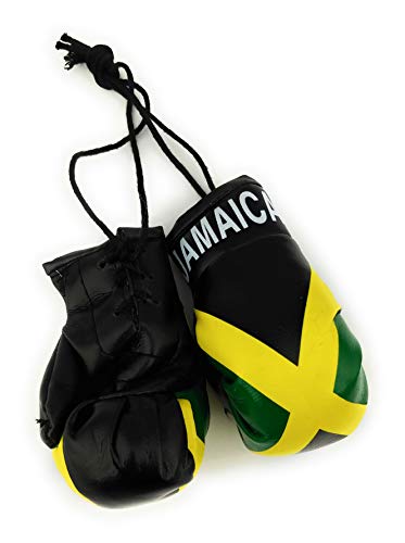Mini Boxing Gloves for Rear View Mirror - Jamaica Color