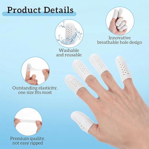 16 Pcs Breathable Silicone Finger Cots - White Finger Protectors
