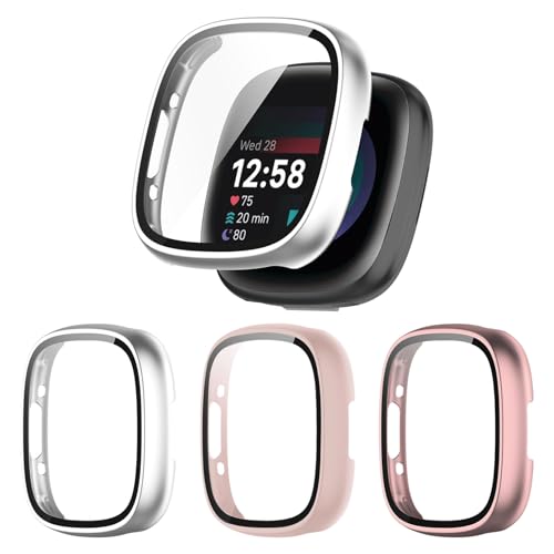 Fitbit Sense 2 / Versa 4 Screen Protector Case - Silver, Pink, Rose Gold
