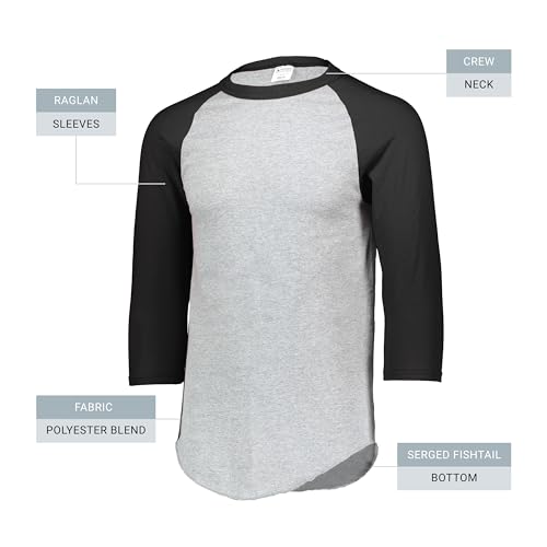 Augusta Sportswear Baseball Jersey 2.0 XL Athletic Heather/Black, Soft Comfortable Raglan Sleeve