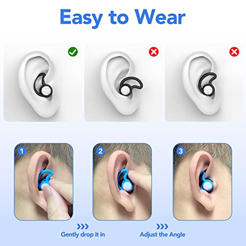 Swimming Ear Plugs - 2 Pairs Silicone Waterproof Earplugs - Black