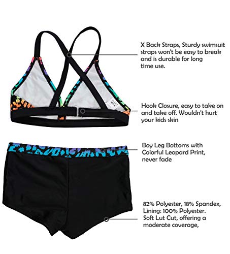 Girls Hawaiian Print Two-Piece Bikini Swimsuit - 12-14 / Leopard