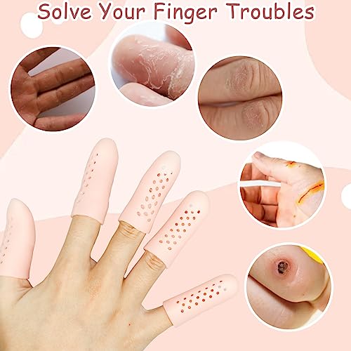 16Pcs Breathable Gel Finger Cots - Finger Protectors for Wounds - Pink